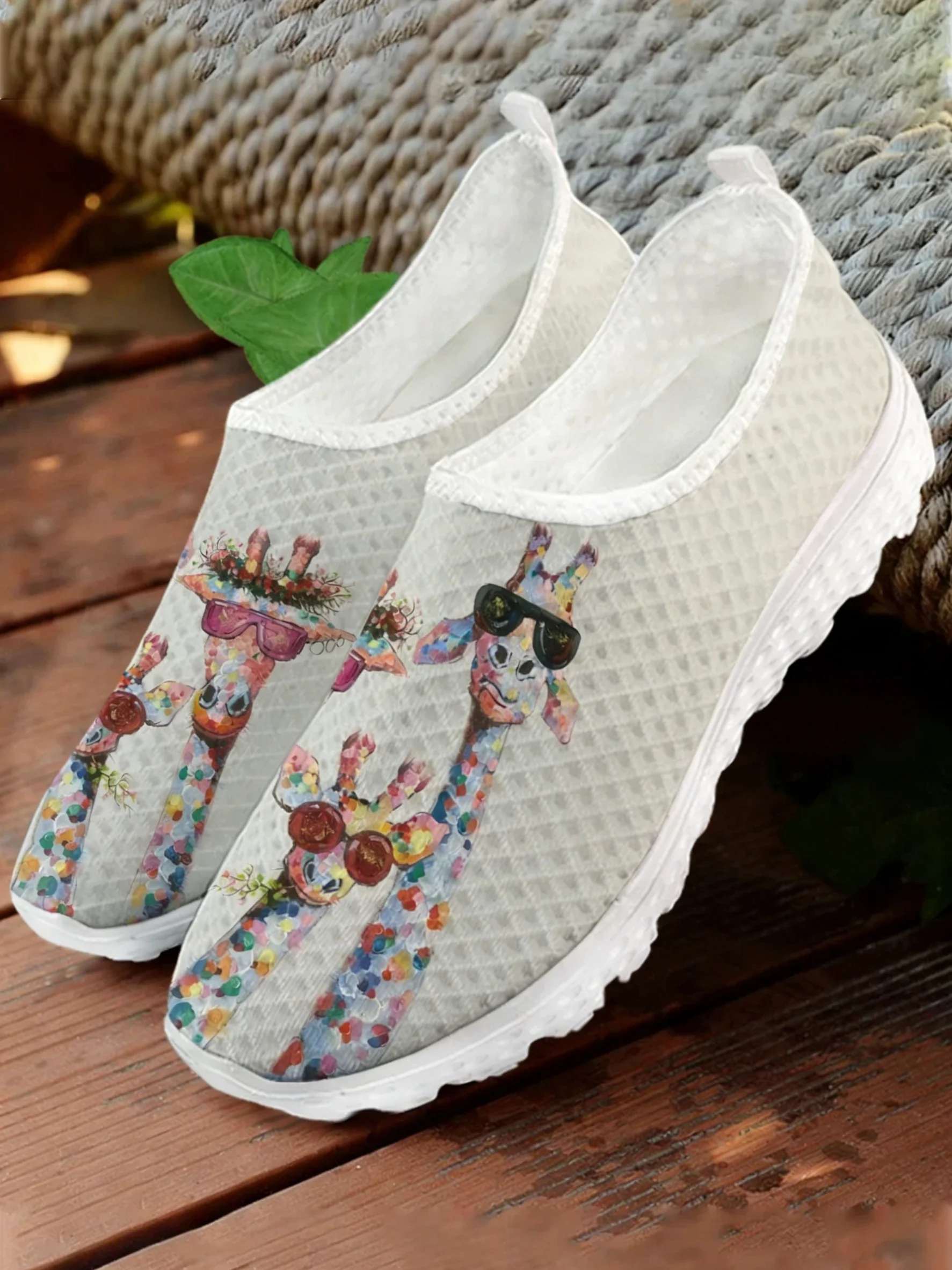 Women Shoes Tennis - Baskets en maille à imprimé girafe